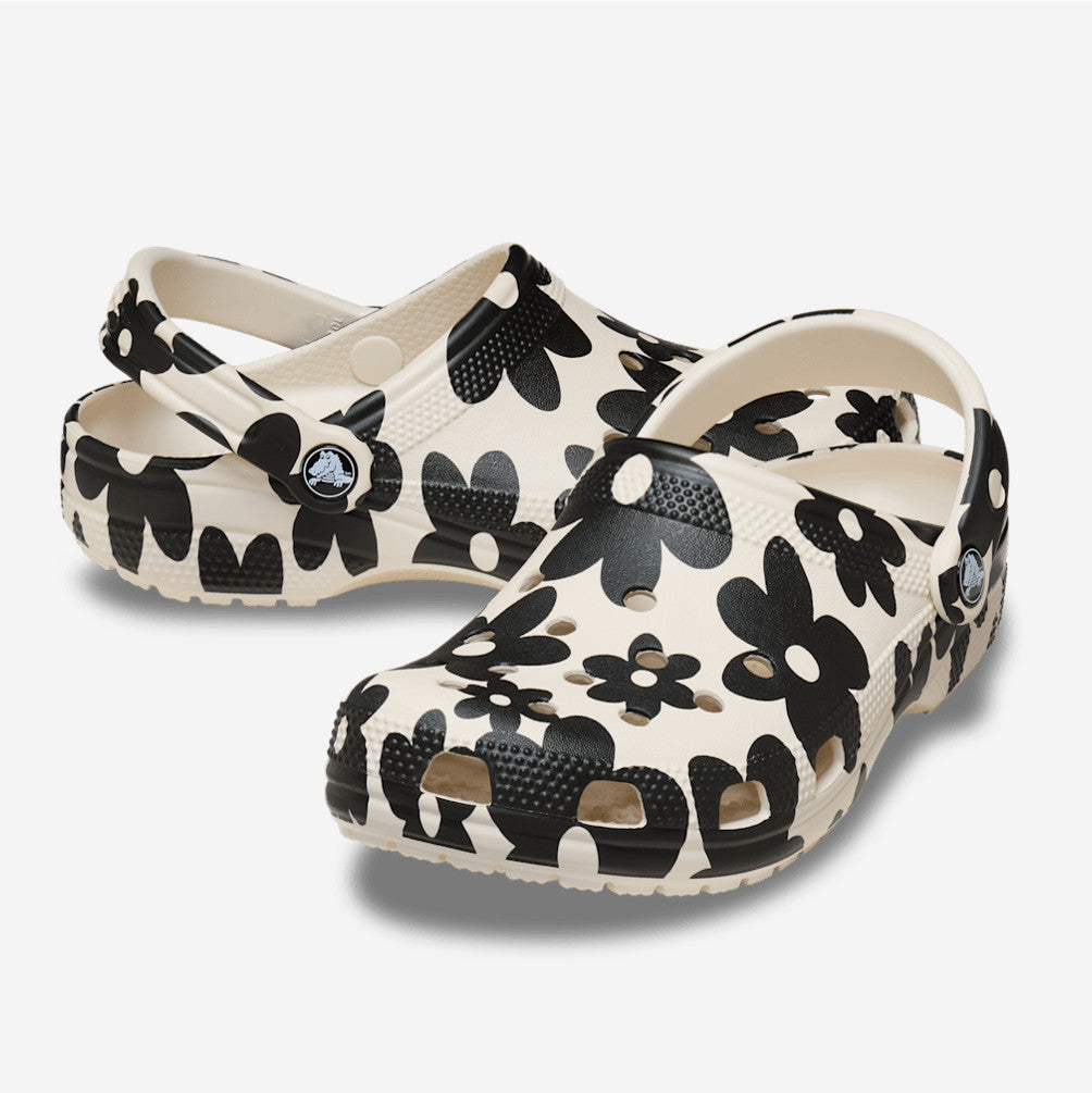 NEW CROCS Classic Pop Petals Clog 214090 Flower Summit White / Multi Black