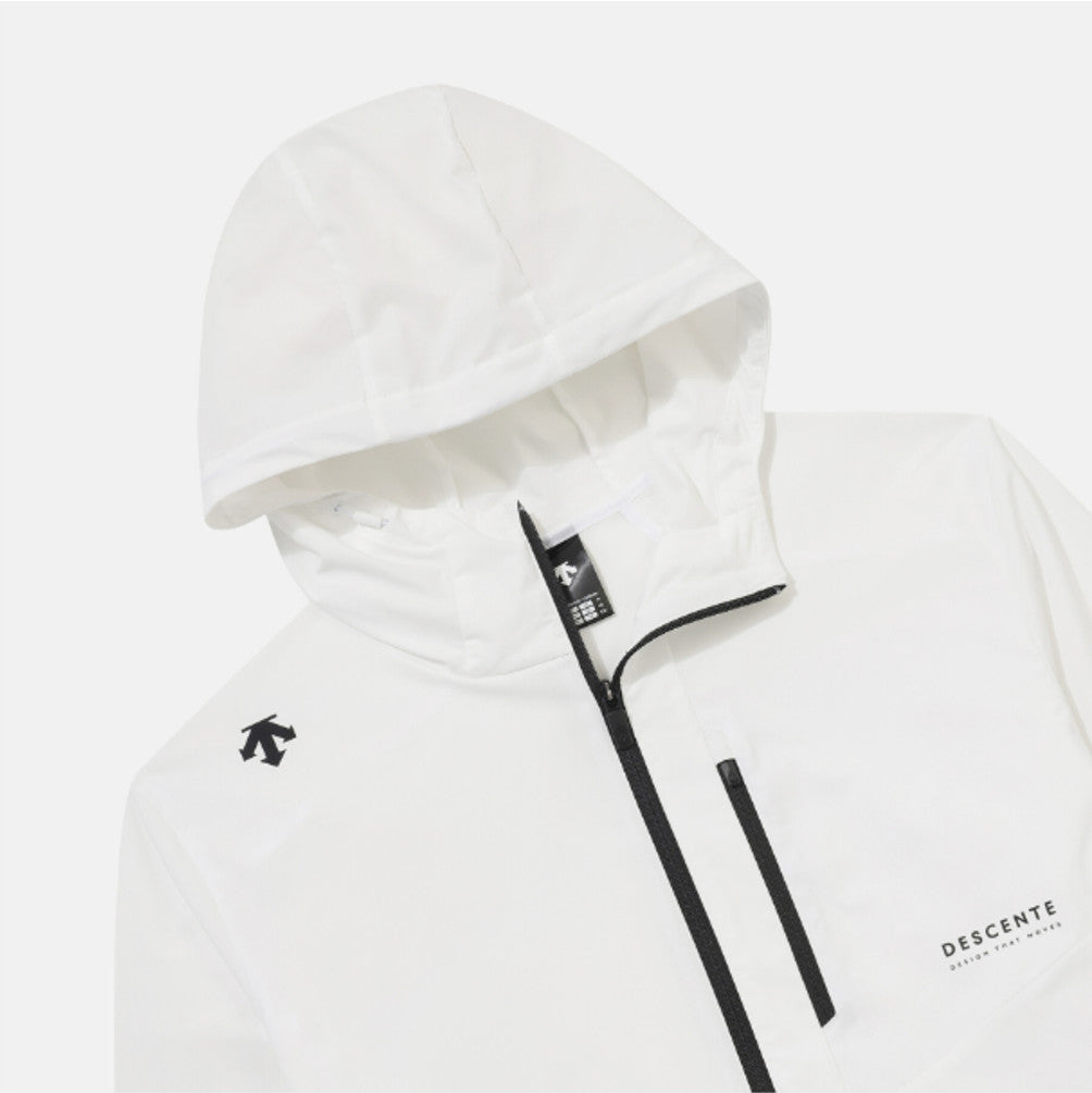 NEW DESCENTE Hooded Comfort Fit Windbreaker Jacket SR323UWB71 WHITE ASIAN FIT