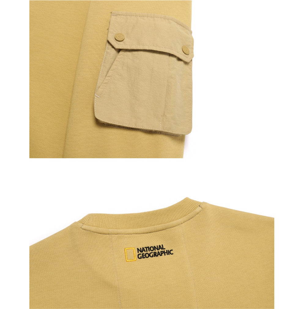 NEW National Geographic Sleeve-Pocket Sweatshirt N251USW900 GREEN OLIVE Asian Fit