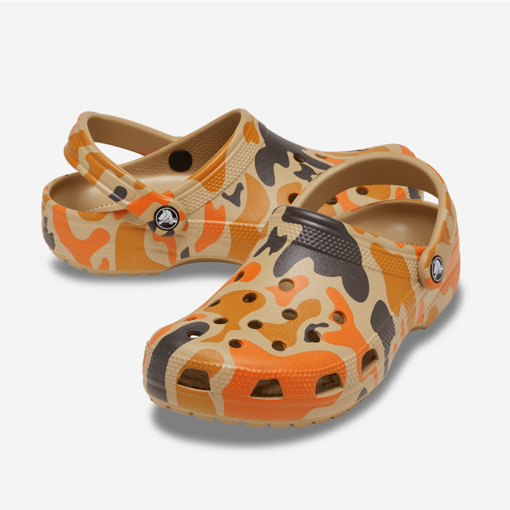 NEW CROCS Classic Duck Camo Clog 214293 Tan/Shocking Orange UNISEX SIZE