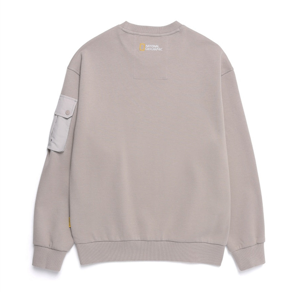 NEW National Geographic Sleeve-Pocket Sweatshirt N251USW900 OAK BEIGE Asian Fit