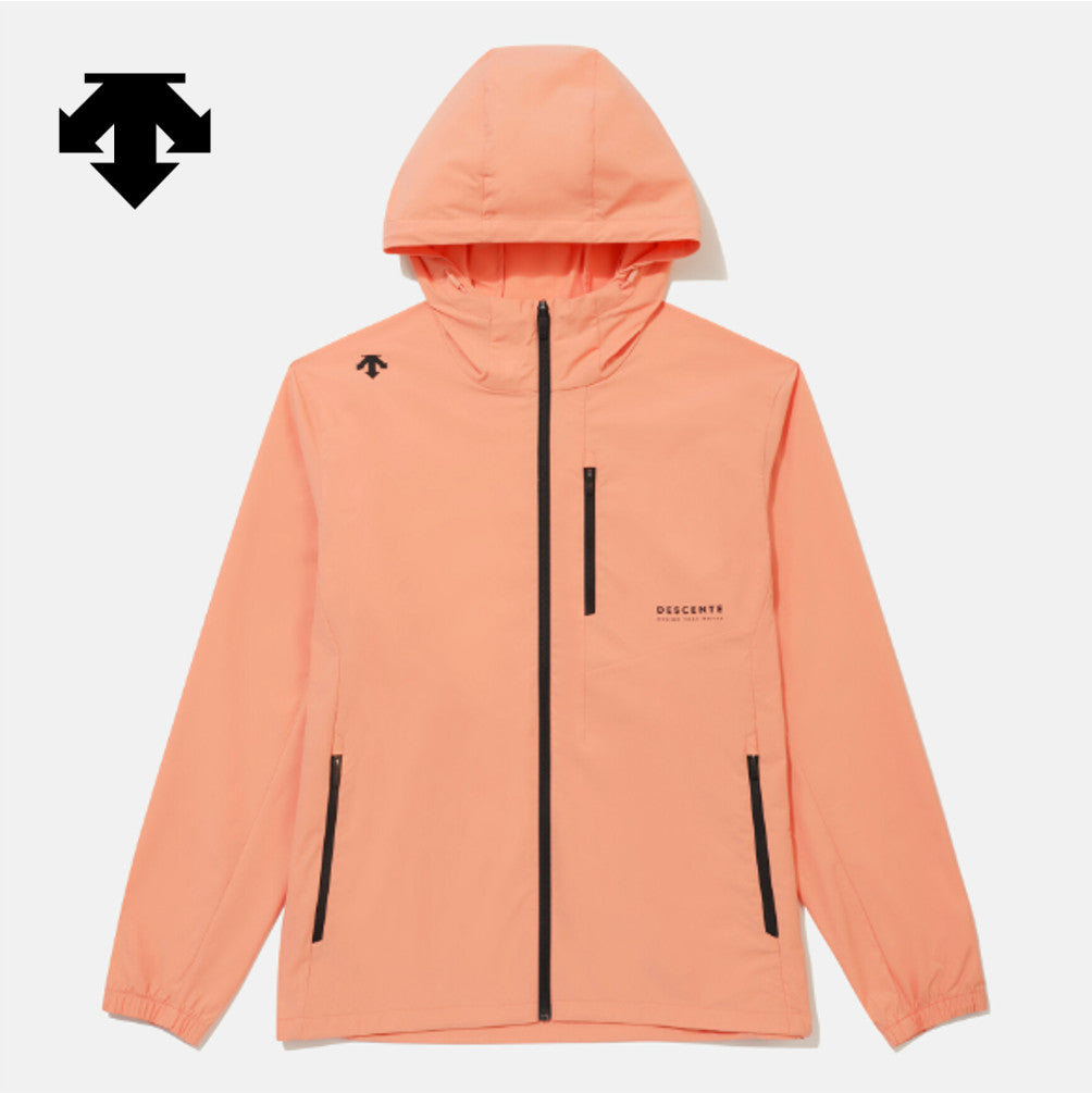 NEW DESCENTE Hooded Comfort Fit Windbreaker Jacket CORAL ASIAN FIT